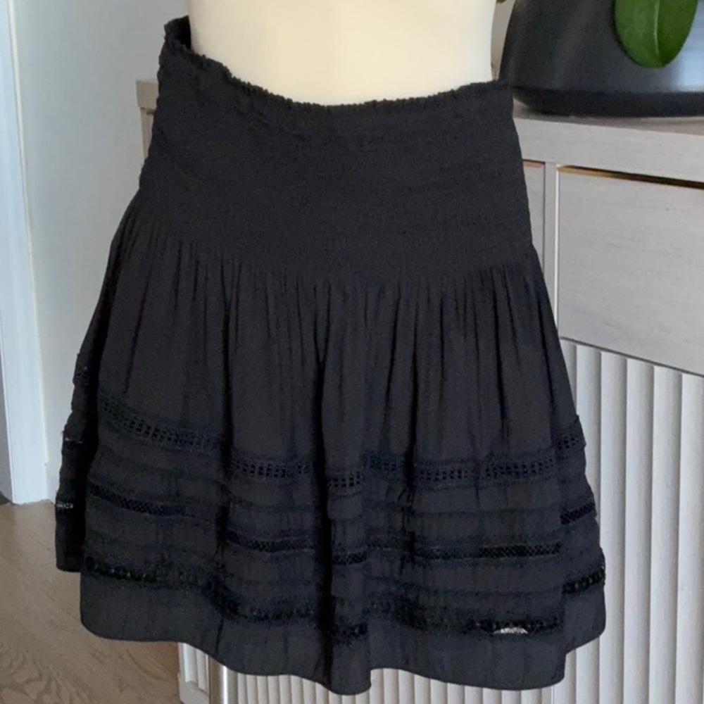 Ramy Brook Black Mini Skirt with Lace Panels